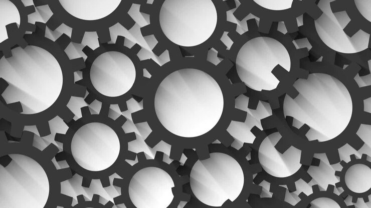 black cog wheels abstract loop animation