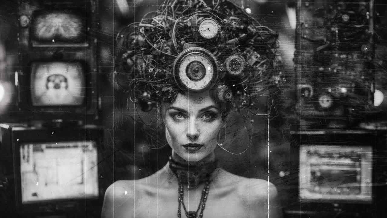 technology female with Vr headset in made with AI