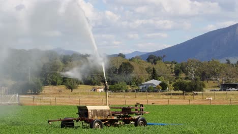 sistema de riego automatizado en funcionamiento en todo el campo