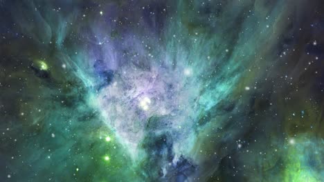 greenish nebula clouds hovering in the universe