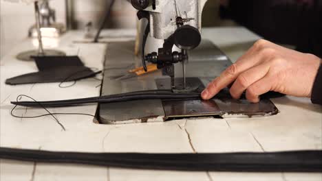 leather repair with vintage sewing machine