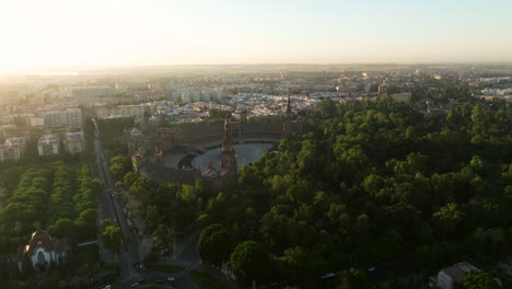 plaza de españa in the city of seville during sunrise in sevilla, spain