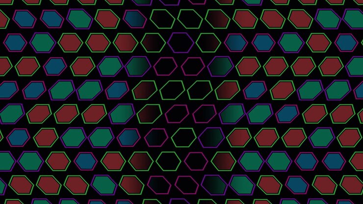 Glitching RGB geometric background featuring displaced hexagonal cells. This visually striking footage showcases vibrant colors and dynamic patterns, perfect for creative projects