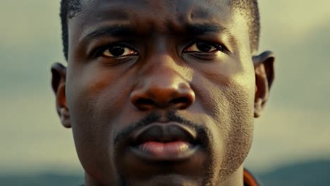 close-up portrait of a serious looking african american man