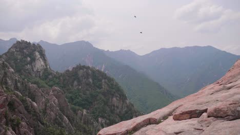 seoraksan national park slow panning shot from top of mountain