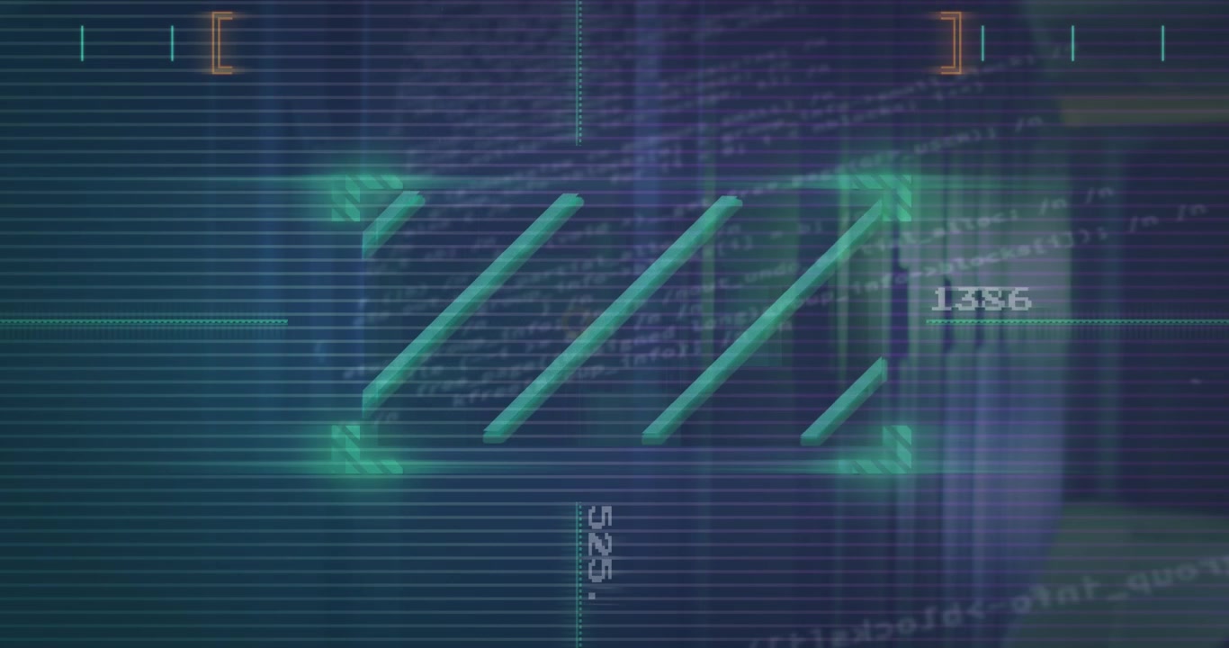 Digital Interface Overlay with Data Processing and Scanning Graphics