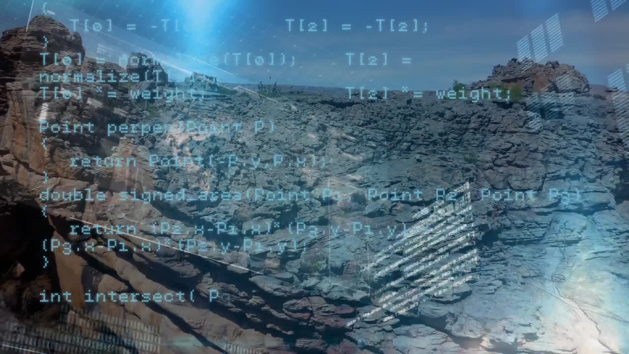 프로그램 코드가 있는 바위 산