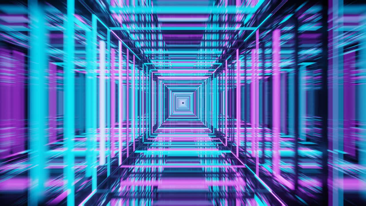 3d High Speed Neon Light Tunnel Looping Animation