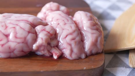 mutton brain on a chopping board