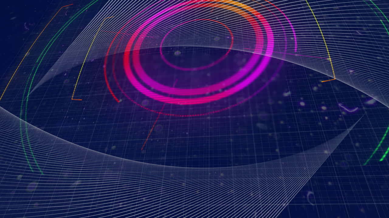 Futuristic technology animation, rotating yellow circular patterns and lines