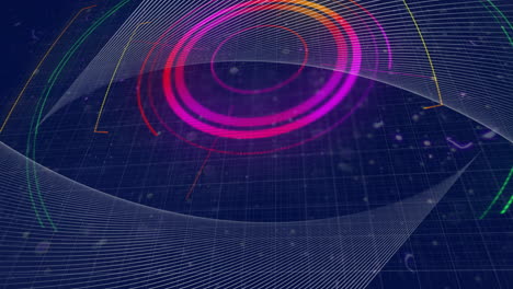 futuristic technology animation, rotating yellow circular patterns and lines