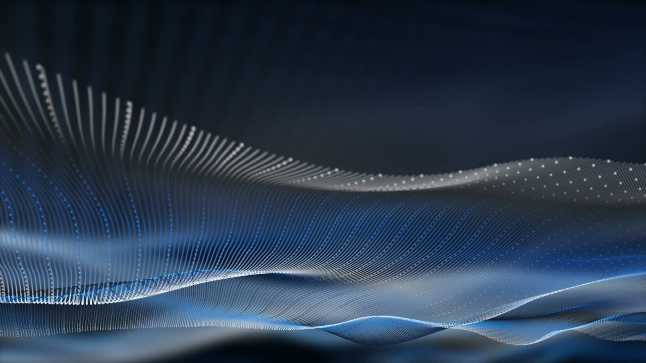 Futuristic animation with particle wave object in slow motion, 4096x2304 loop 4K