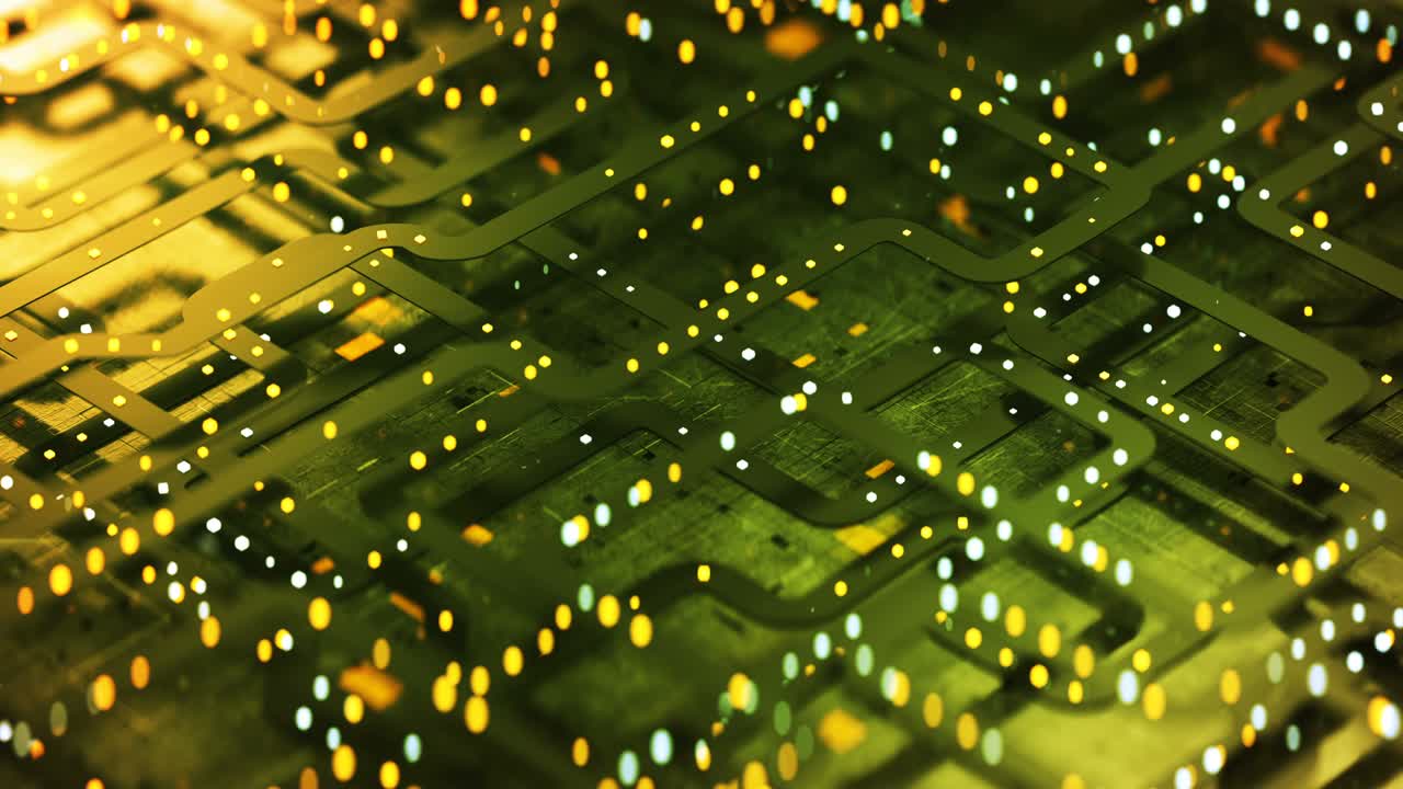 Green futuristic electric device processing data loopable 3D render animation