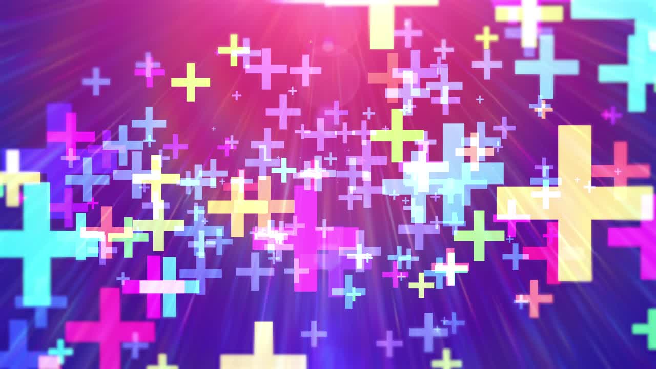 los símbolos más coloridos abstractos vuelan a través