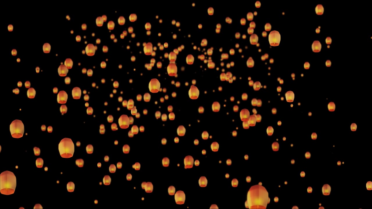 Lampion terbang diluncurkan ke udara saat Malam Tahun Baru dan Festival Lampion Yee Peng