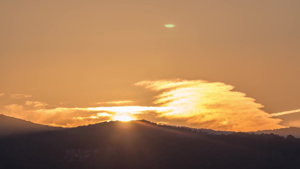 Morning Glory: Close-Up Timelapse of Albano Lake Coast at Sunrise, Rome Province, Latium, Central Italy. Hills Awash in the Gentle Glow of Orange Morning Light