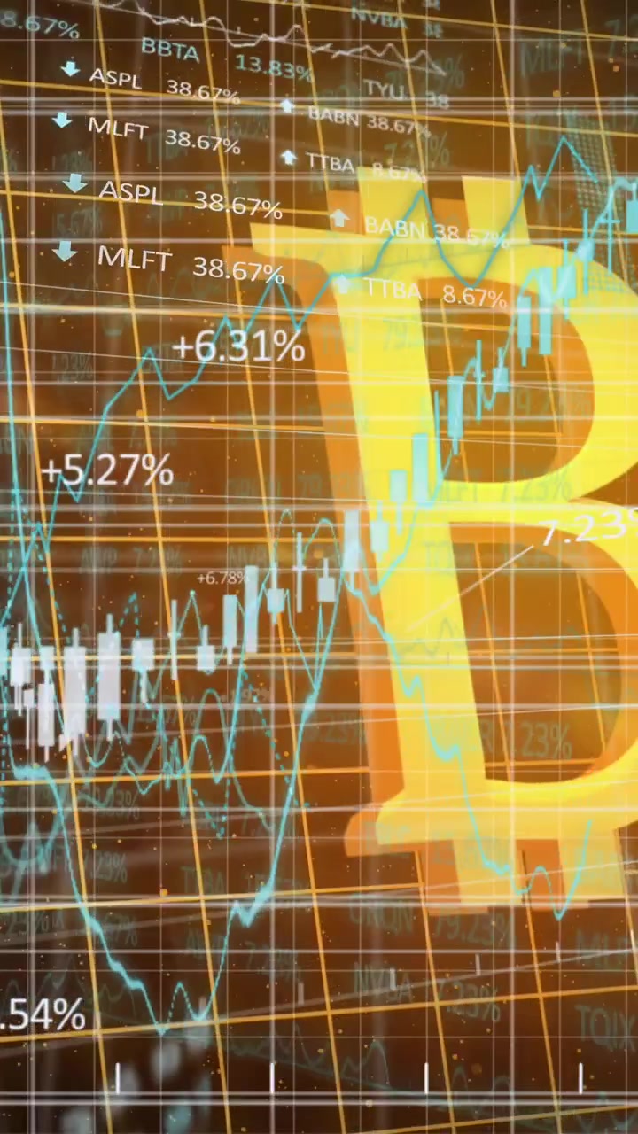 Animazione di bitcoin su elaborazione dati