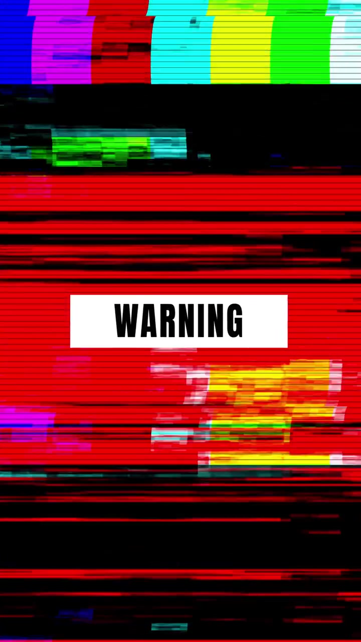 Digital Glitch Effect with Warning Text Overlay