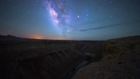 milky way timelapse over marble canyon in arizona, overlooking colorado river