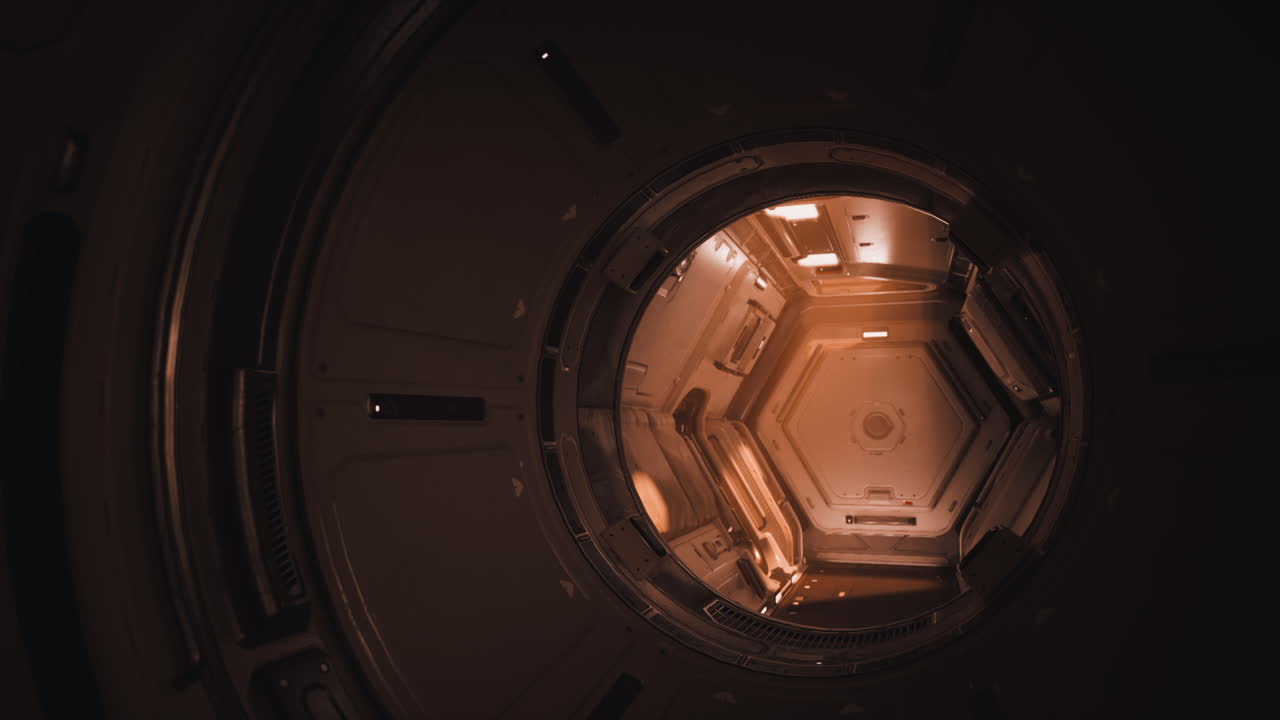 미래의 우주선 복도