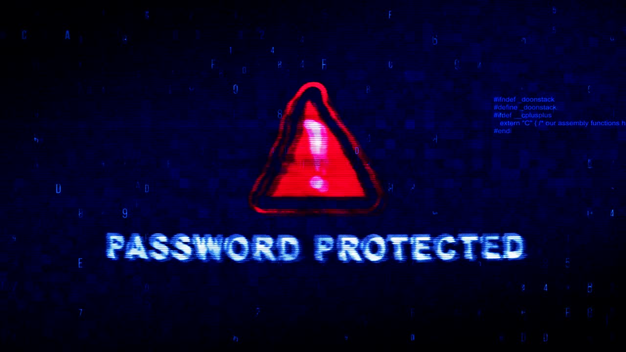 texto protegido por contraseña ruido digital sacudida glitch distorsión efecto ciclo de error animación.