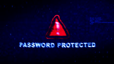 password protected  text digital noise twitch glitch distortion effect error loop animation.