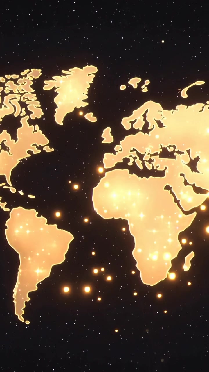Vertical video: Starting as star chain aligning to outline, gold map growing in space showing links