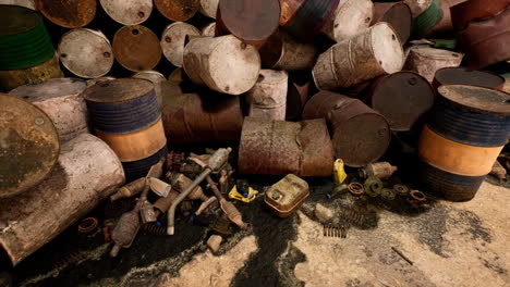 abandoned oil drum storage site