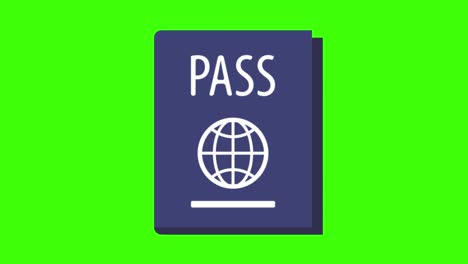 colorful simple animation of a blue passport cover isolated on a green screen in 4k