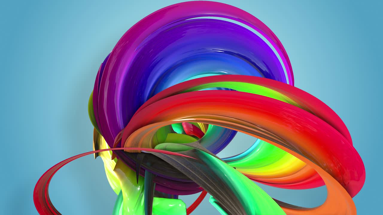 fondo sin costuras abstracto con cintas multicolores. las rayas del arco iris se mueven en círculo y se tuercen. 12