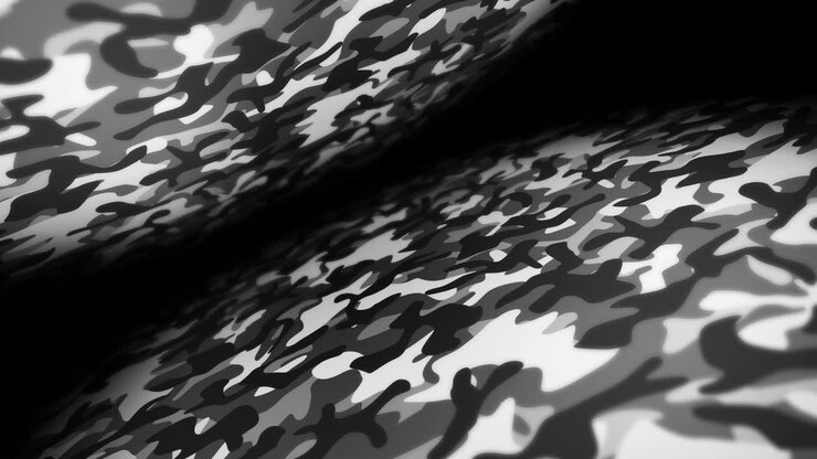 White camouflage pattern background. Military uniform concept. Abstract line and wave texture. Loop animation.
