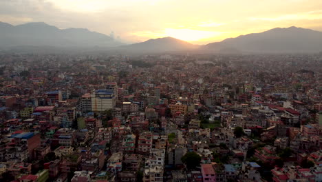 aerial skyline kathmandu , nepal during dusk or dawn