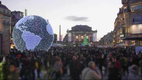 montpellier place de la comedie during winter with crowd