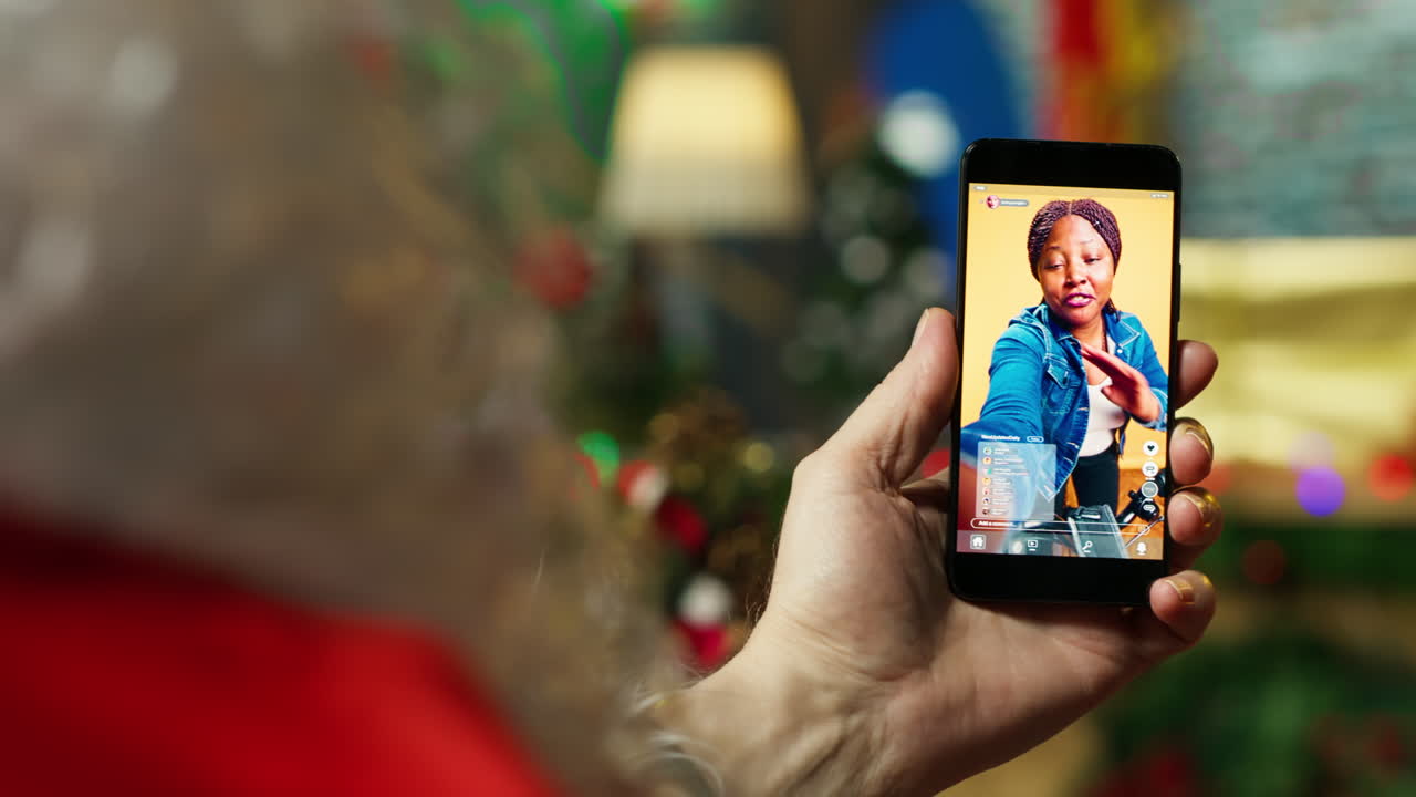 llamada de video con papá noel durante la navidad