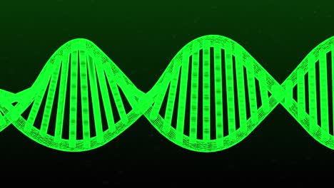 Animation-of-glowing-dna-structure-against-green-background