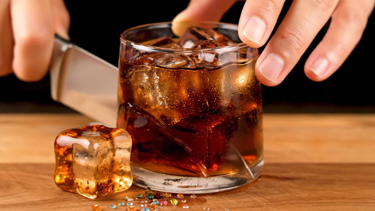 Cutting ice with a knife