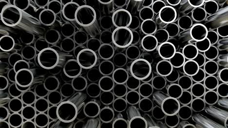 3d illustration. wall of steel pipes. randomly located