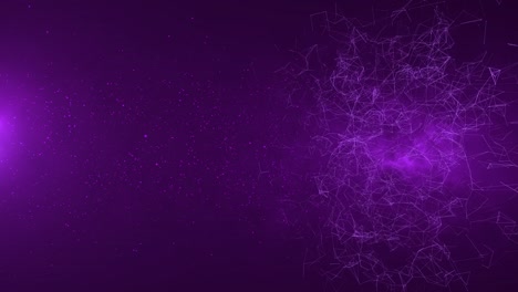 esfera abstracta de plexo conectado. fondo púrpura geométrico con líneas móviles, puntos y triángulos. fondo de ciencia y tecnología con partículas estelares en el cielo y el espacio.