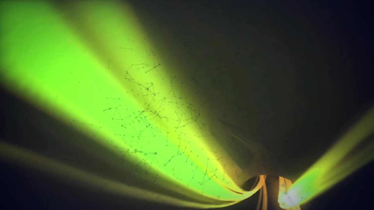 animación de las conexiones verdes en el túnel de luces brillantes