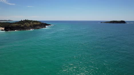 fingal head causeway and cook island in northern rivers, new south wales, australia. aerial shot