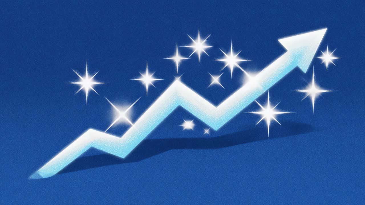 Bright and Inspiring Upward Trend Symbolizing Growth and Success in Business or Personal Development, Enhanced by Sparkling Stars for a Motivational Visual Appeal