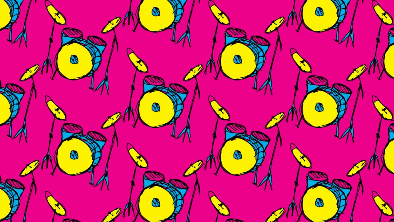 niños dibujando arte pop fondo sin costuras con tema de tambor