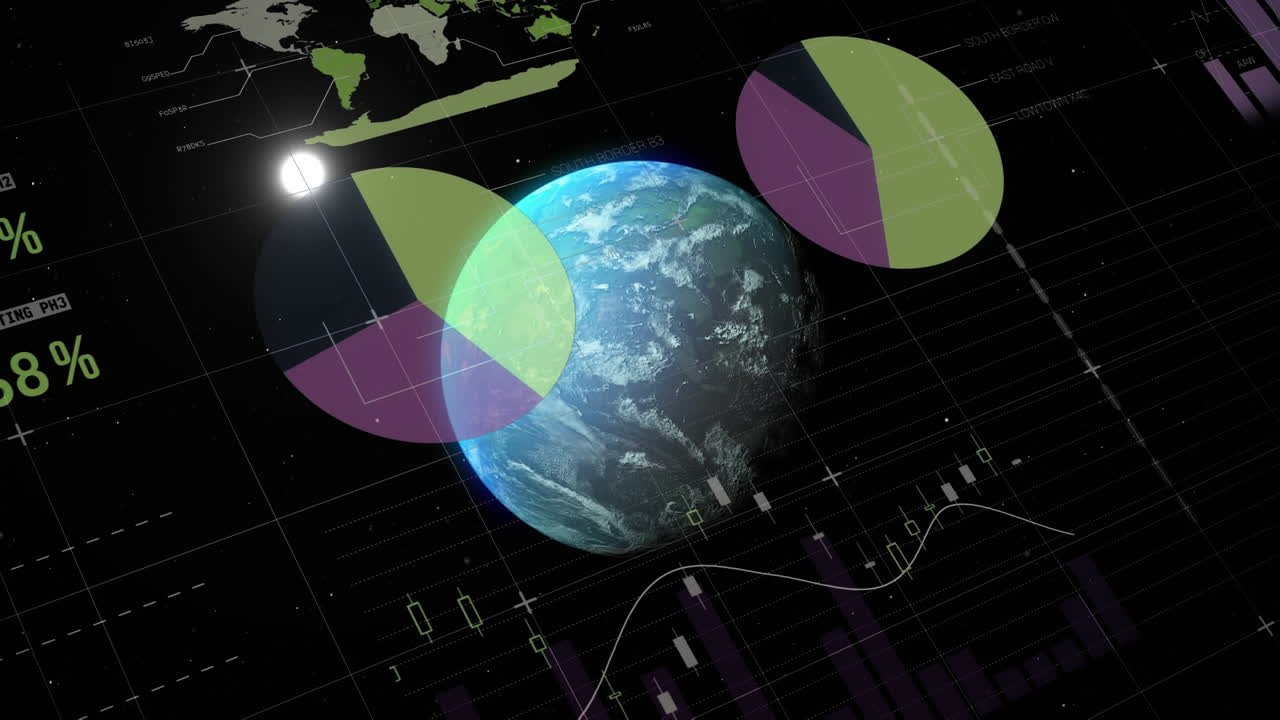 animación del procesamiento de datos financieros en todo el mundo