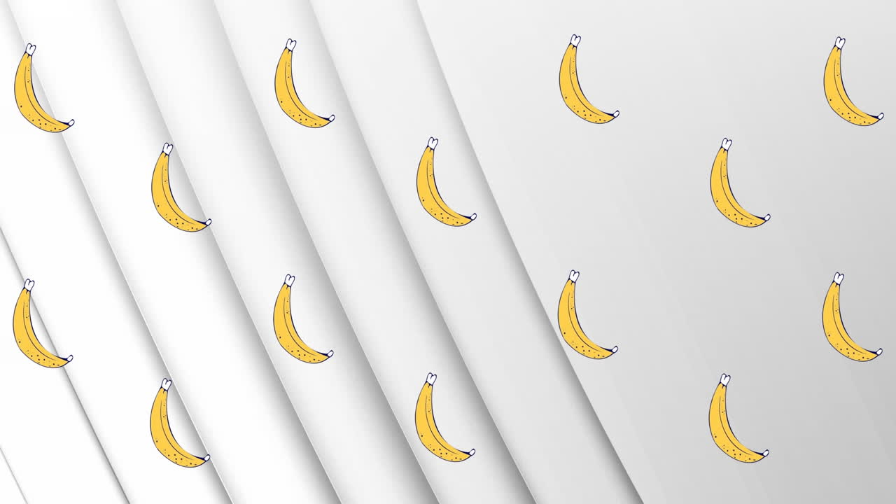색 배경 위에 움직이는 바나나 줄의 애니메이션