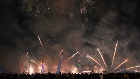 4k: impressive fireworks and led flyboard show 2023, held at sharjah's al majaz waterfront, united arab emirates