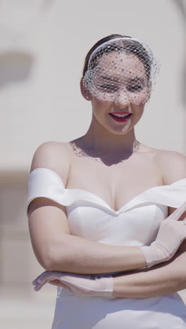 beautiful bride in white wedding dress