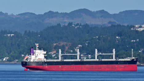 vessels of commerce: container ships resting at duke point in nanaimo of vancouver island