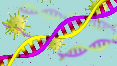 animación de cadenas de adn sobre las células del virus