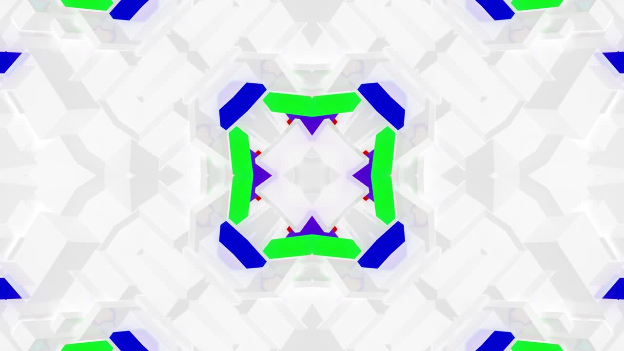 4k abstracto en bucle blanco de ciencia ficción bg con patrón geométrico simétrico como mandala o caleidoscopio. vidrio blanco mate con inserciones multicolores. fondo de luz de diseño de movimiento para espectáculos o eventos vj bucle.