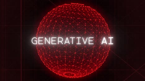 "ai generativo" aparece en la pantalla como una esfera roja ominosa anima detrás de él